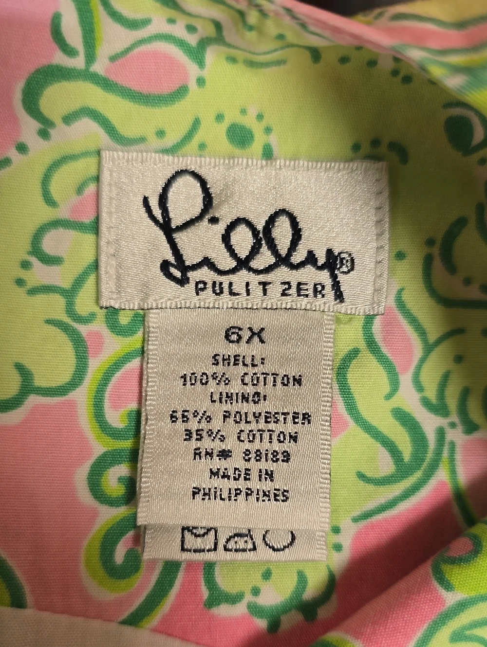 Lilly Pulitzer Fried Catfish Vintage Sleeveless Shift Dress Pink Green Size 6X